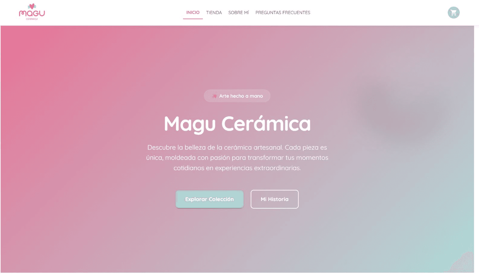 Captura del sitio web y catálogo de Magu Cerámica
